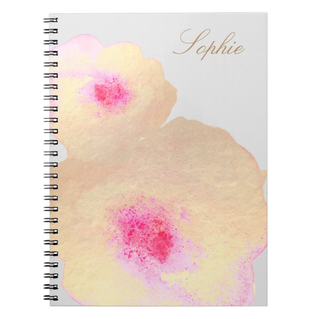 Cuaderno Arte de acuarela floral de oro artístico personali (Frente)