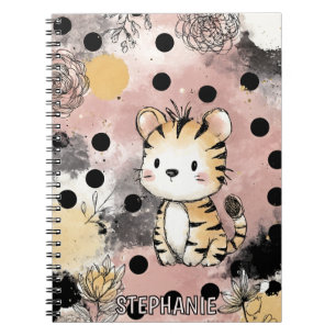Cuaderno Arte de Acuarela Floral de Tigre Caprichoso