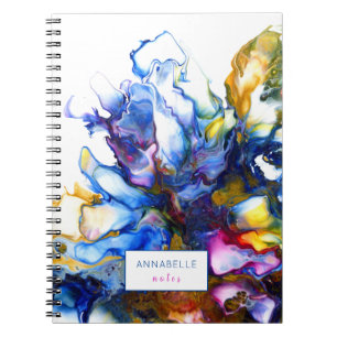 Cuaderno Arte de ágata abstracto fluido vibrante azul perso