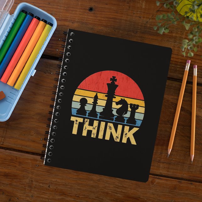 Cuaderno Arte de ajedrez de atardecer de época - Inspirador (Vintage Sunset Chess Artwork – Inspiring Think Notebook)