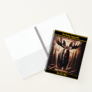 Cuaderno Arte de alce en estilo de madera oscura en bosque
