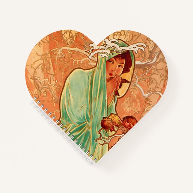 Cuaderno Arte de Alphonse Mucha Modernista de Invierno (Anverso)