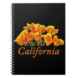 Cuaderno Arte de amapola estilizado con texto "California" 