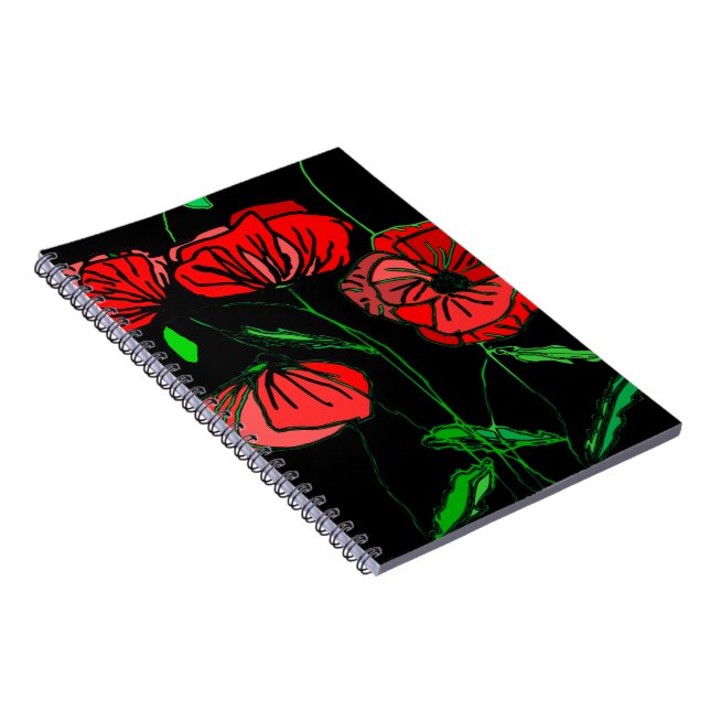 Cuaderno Arte de amapola roja - (Lado Derecho)