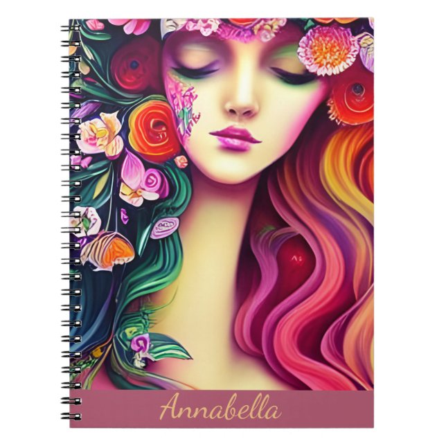 Cuaderno Arte de ángel floral gitano de moda (Frente)