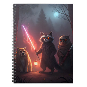 Cuaderno Arte de Animales de Batalla en el Bosque Místico