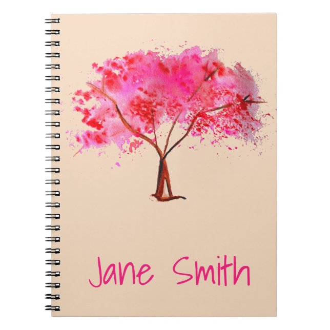 Cuaderno Arte de árbol de cerezo rosa (Frente)
