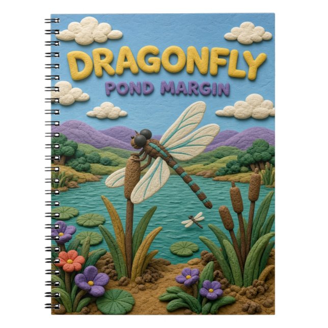 Cuaderno Arte de arcilla de libélula, margen de estanque (Frente)