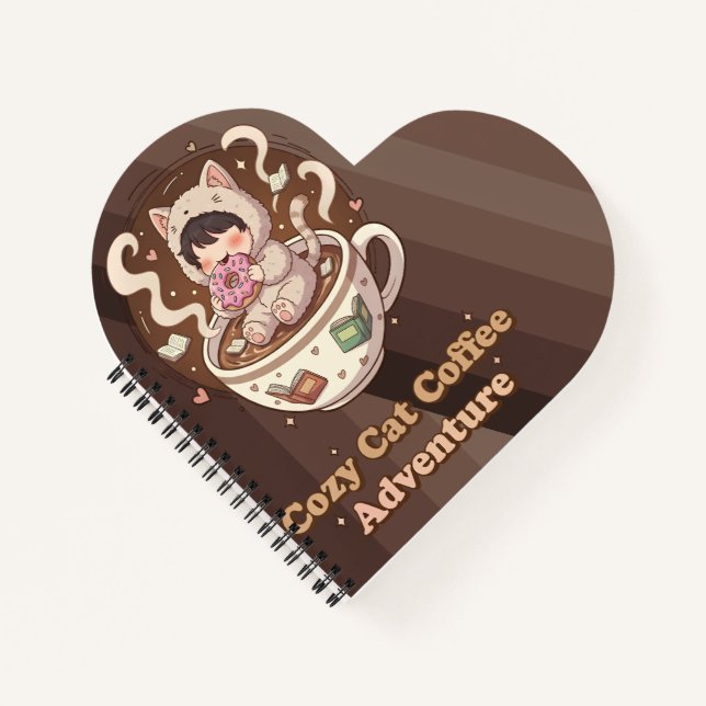 Cuaderno Arte de aventura de café de gato acogedor (Anverso)
