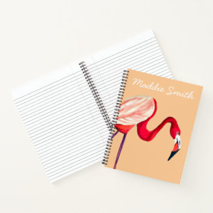 Cuaderno arte de aves acuáticas flamingo naranja