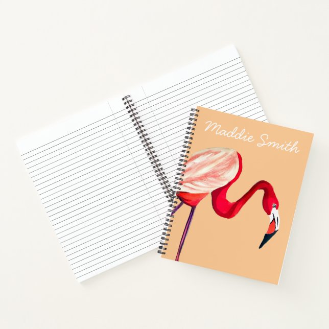 Cuaderno arte de aves acuáticas flamingo naranja (Interior)