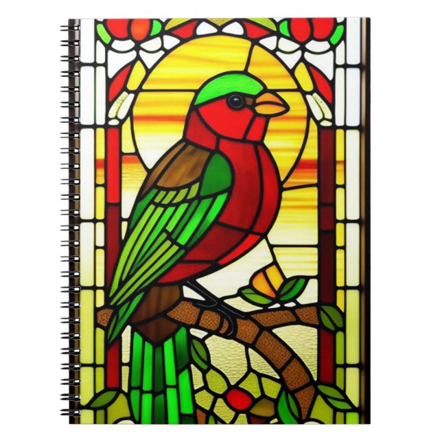 Cuaderno Arte de aves en patrones decorativos audaces (Frente)