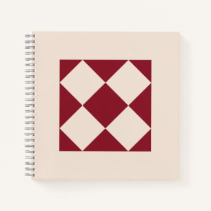 Cuaderno Arte de baldosas geométricas de vino tinto clásico