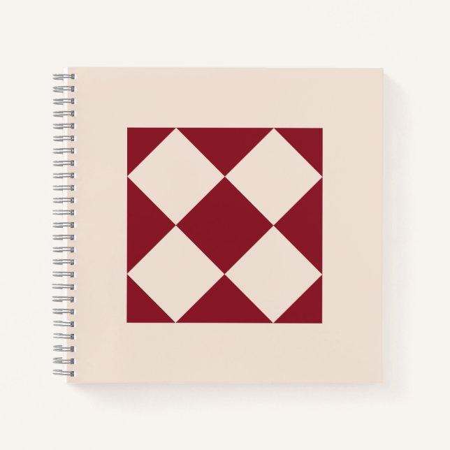 Cuaderno Arte de baldosas geométricas de vino tinto clásico (Anverso)