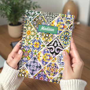 Cuaderno Arte de baldosas verdes de mayólica italiana vibra