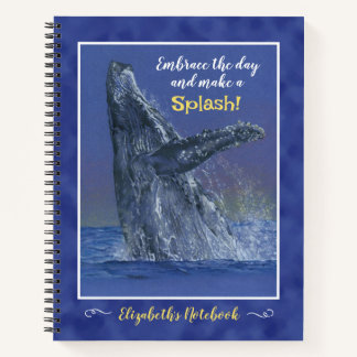 Cuaderno Arte de ballena jorobada en espiral azul de 8 1/2"