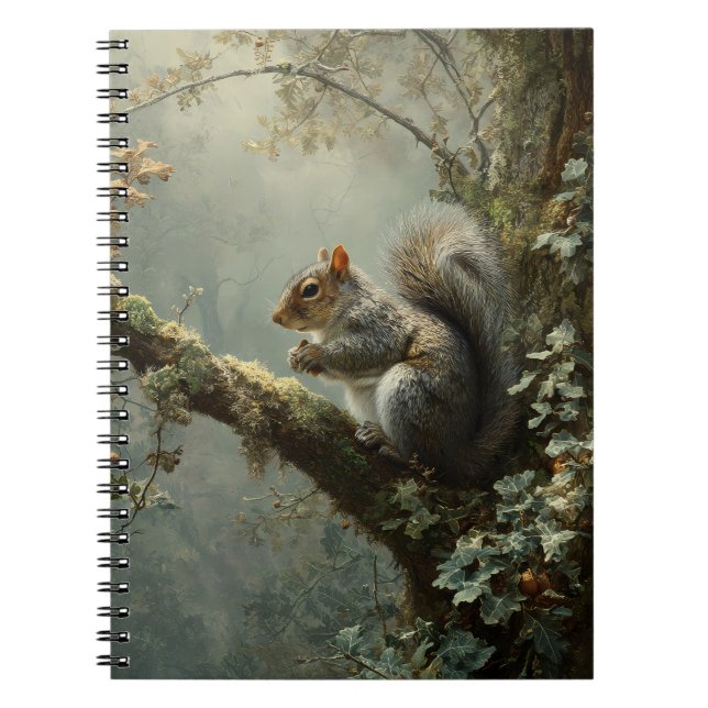 Cuaderno Arte de bifurcación de roble de ardilla de bosque  (Frente)