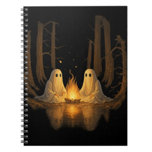 Cuaderno Arte de bosque nocturno con fogata de fantasmas es