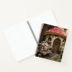Cuaderno Arte de cabaña de hongo de erizo acogedor