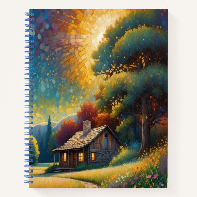 Cuaderno Arte de cabaña en bosque de montaña (Anverso)