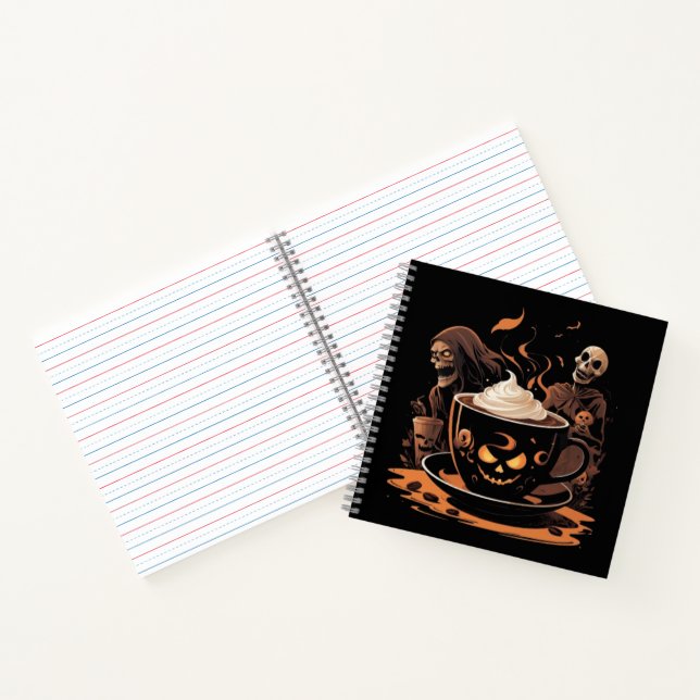 Cuaderno Arte de café de Halloween: Latte espeluznante con  (Interior)