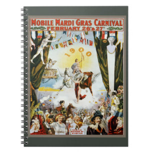 Cuaderno Arte de cartel de carnaval Mardi Gras móvil vintag