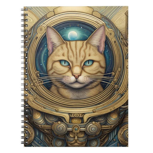 Cuaderno Arte de ciberpunk astronauta al gato (Frente)