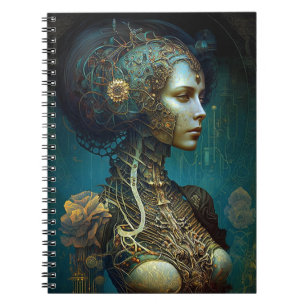 Cuaderno Arte de ciencia ficción de Cyborg Woman Fantasy