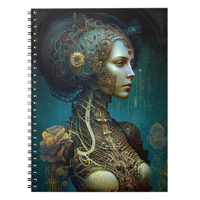 Cuaderno Arte de ciencia ficción de Cyborg Woman Fantasy (Frente)
