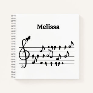 Cuaderno Arte de clave de sol de pájaro cantor personalizad