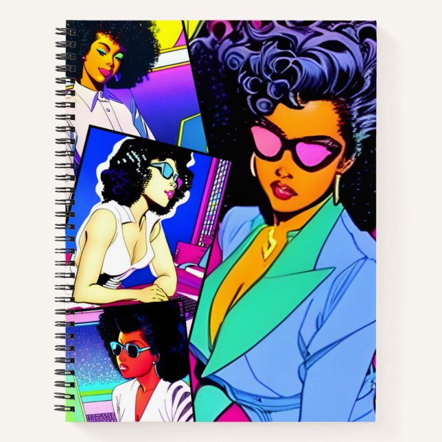 Cuaderno Arte de cómic retro de mujer de negocios (Anverso)