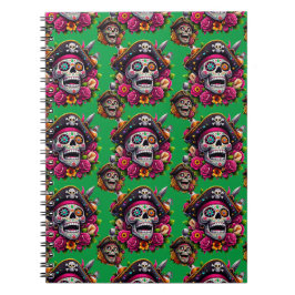 Cuaderno Arte de Cráneo de Azúcar - Calavera pirata jolly (