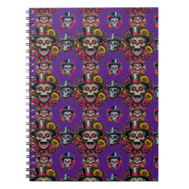 Cuaderno Arte de Cráneo de Azúcar -Top Hat Floral Fiesta (P