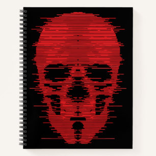Cuaderno Arte de cráneo rojo con fallas