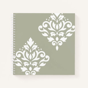 Cuaderno Arte de Damasco de Rollo Blanco sobre Verde