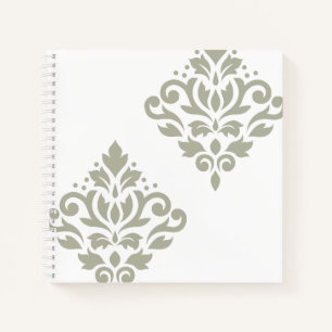 Cuaderno Arte de Damasco de Rollo I Verde sobre Blanco