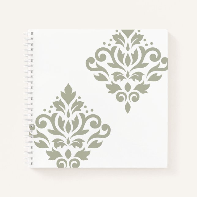 Cuaderno Arte de Damasco de Rollo I Verde sobre Blanco (Anverso)