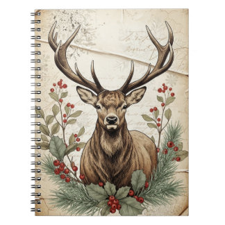 Cuaderno Arte de decoupage de ciervos de Navidad vintage