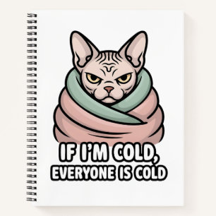 Cuaderno Arte de dibujos animados de gato Sphynx gruñón con