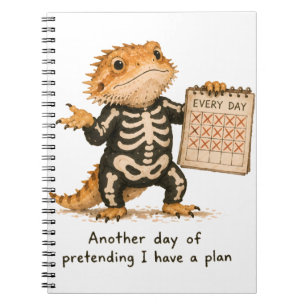 Cuaderno Arte de dragón barbudo fingiendo que tengo un plan