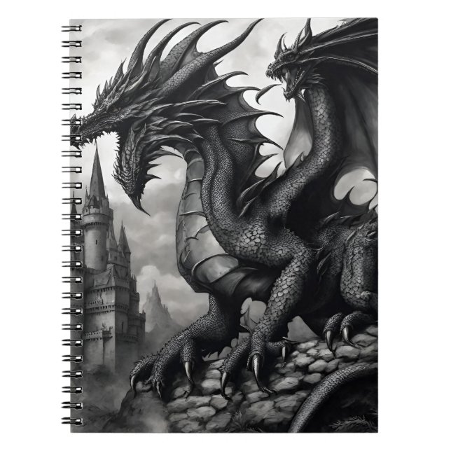 Cuaderno Arte de dragón gótico detallado (Frente)