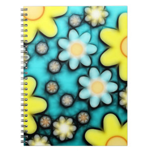 Cuaderno Arte de energía de flores amarillas y azules