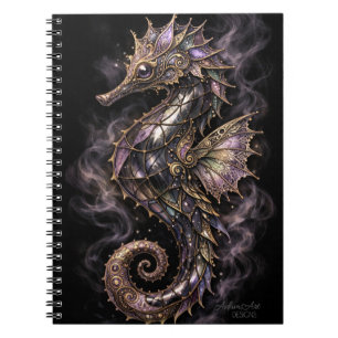 Cuaderno Arte de fantasía de caballito de mar cósmico ornam