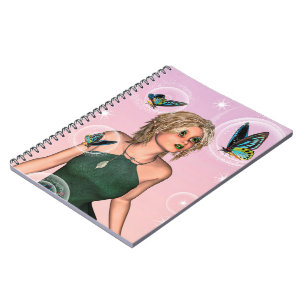 Cuaderno Arte de fantasía de hada mariposa brillante