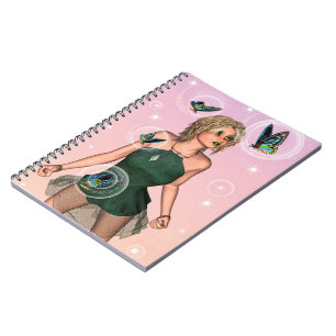 Cuaderno Arte de fantasía de hada mariposa brillante