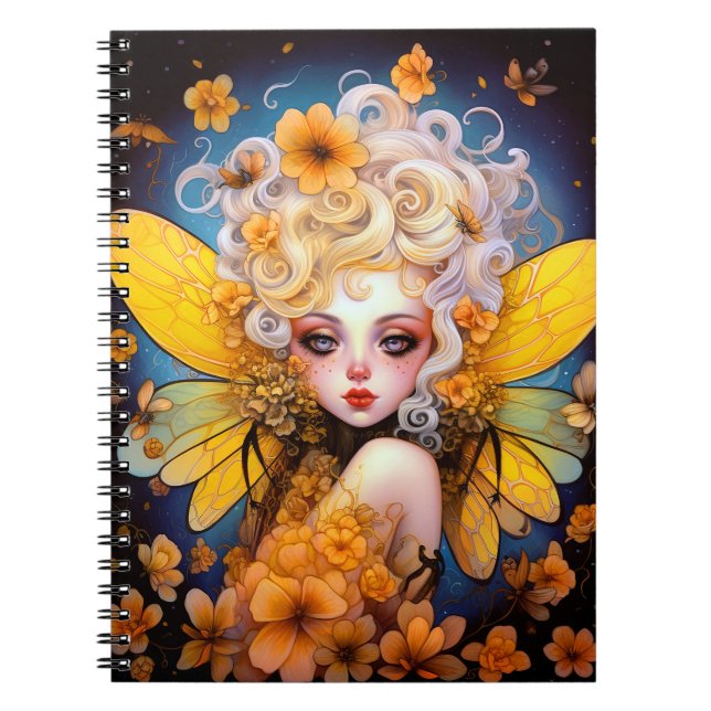 Cuaderno Arte de fantasía de hadas amarillas (Frente)