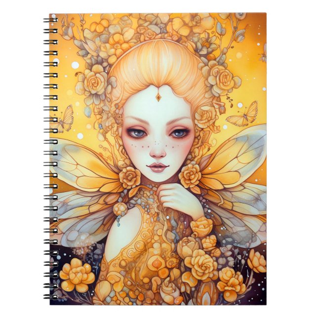 Cuaderno Arte de fantasía de hadas amarillas (Frente)