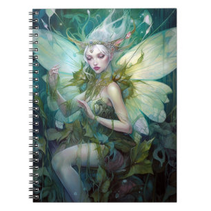 Cuaderno Arte de fantasía de hadas de madera verde