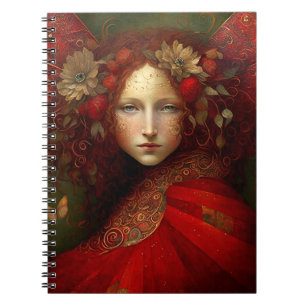 Cuaderno Arte de fantasía de hadas rojas