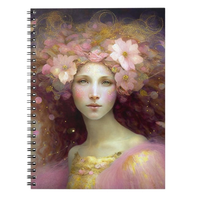 Cuaderno Arte de fantasía de hadas rosas (Frente)